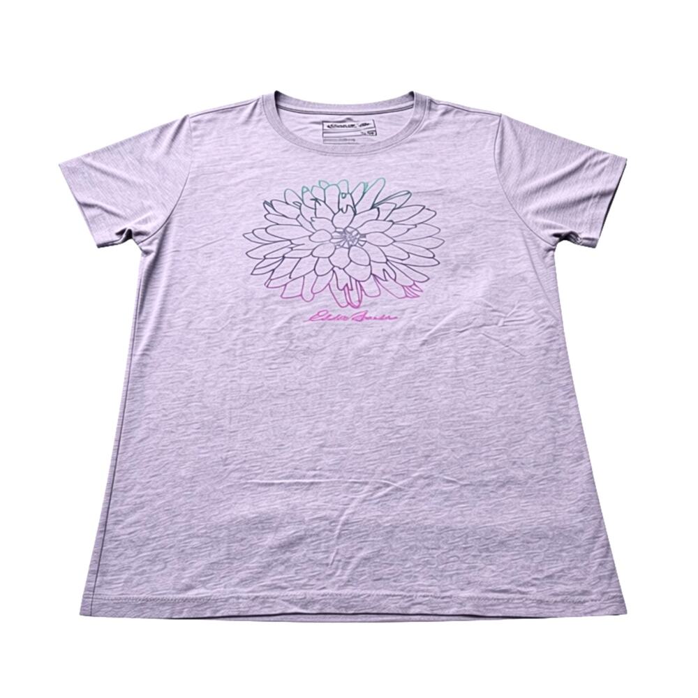 Eddie Bauer Women’s Medium Gray Floral Graphic Short Sleeve T-Shirt